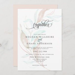 WEDDING   Pastel Watercolor Wispy Foliage Invitation