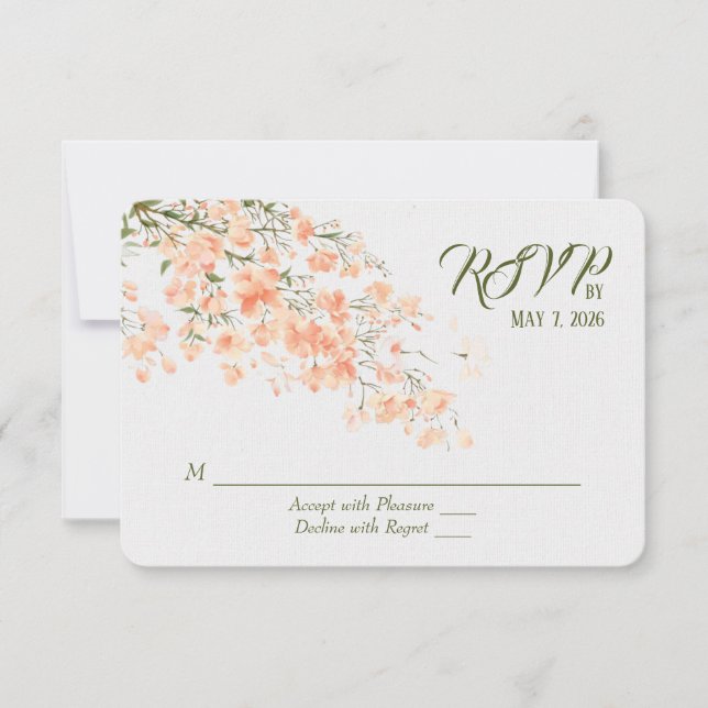 Wedding Peach Blossoms RSVP (Front)