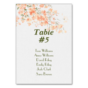 Wedding Peach Blossoms  Table Number