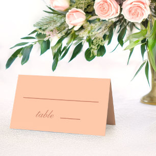 Wedding Peach Brown Simple Script Modern Colour  Place Card