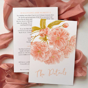 Wedding peach tree blossom The details flat Enclosure Card
