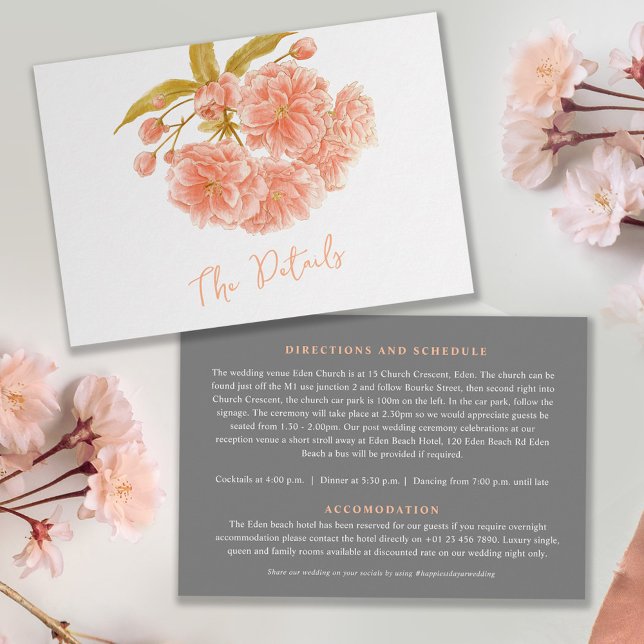 Wedding peach tree blossom The details flat Enclosure Card (Creator Uploaded)