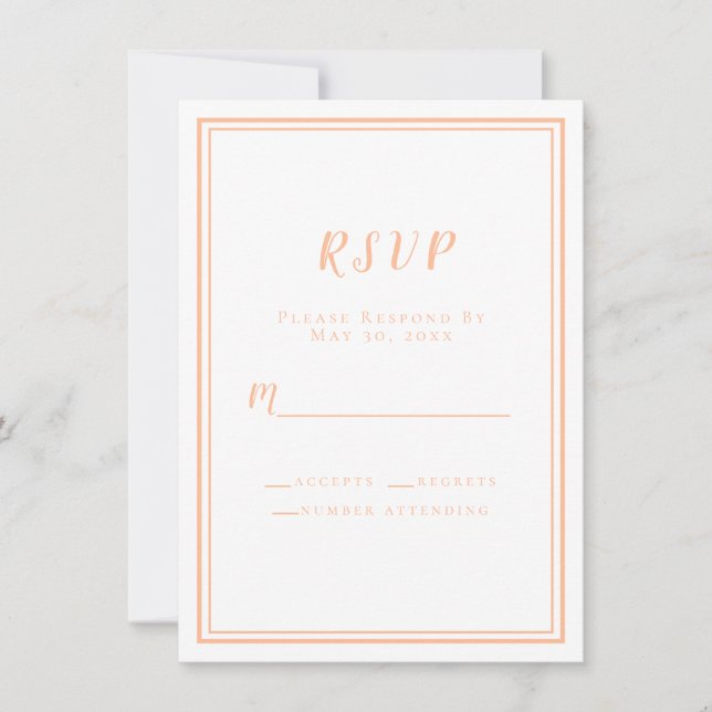 Wedding Peach & White Modern Elegant RSVP Inserts (Front)