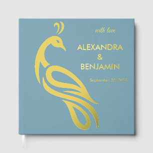 Wedding Peacock Botanical Vintage Elegant Foil Guest Book