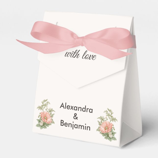 Wedding Peacock Botanical Vintage | Elegant Table  Favour Box (Front Side)