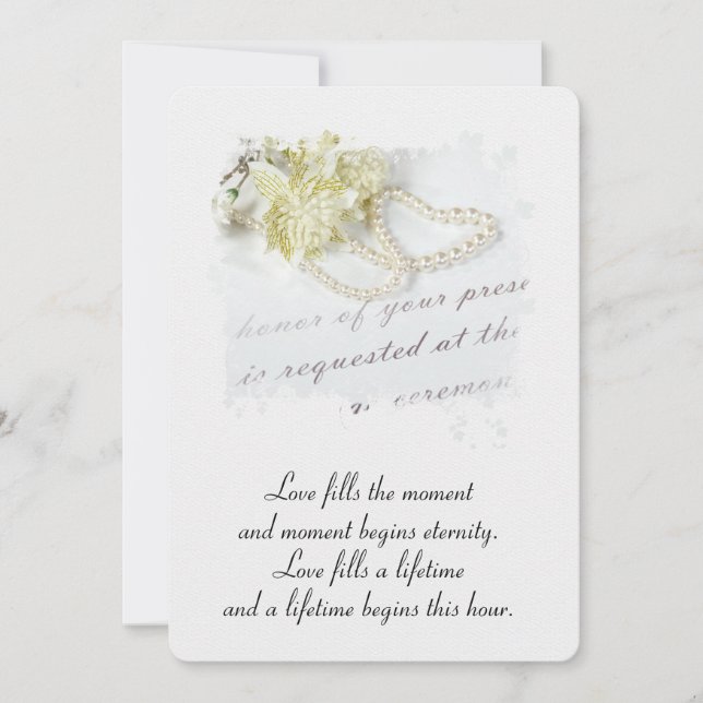 Wedding Pearl Heart on Formal Invitation (Front)