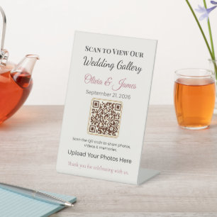 Wedding Pedestal Sign Elegant QR Display