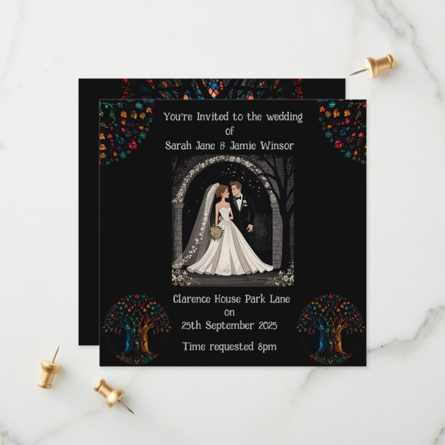 Wedding Personalised Invite Cartoon Image  (Front/Back In Situ)