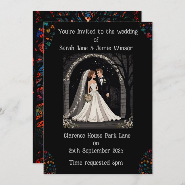 Wedding Personalised Invite Cartoon Image  (Front/Back)