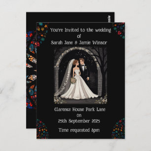 Wedding Personalised Invite Cartoon Image Postcard
