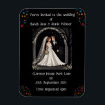 Wedding Personalised Invite Cartoon on Black  Magnet<br><div class="desc">Wedding Personalised Invite Cartoon Image and Tree of Life on reverse of Envelope on Black Magnet</div>