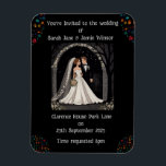 Wedding Personalised Invite Cartoon on Black  Magnet<br><div class="desc">Wedding Personalised Invite Cartoon Image and Tree of Life on reverse of Envelope on Black Magnet</div>