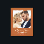 Wedding personalised modern photo Mr and Mrs Canvas Print<br><div class="desc">Modern simple torn edges burgundy photo Mr and Mrswedding personalised established in gift.</div>