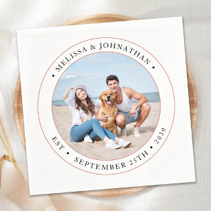 Wedding Personalised Modern Photo Napkin