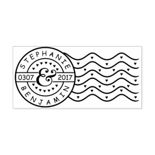 Wedding Personalised Names Save Date Mail Postmark Rubber Stamp