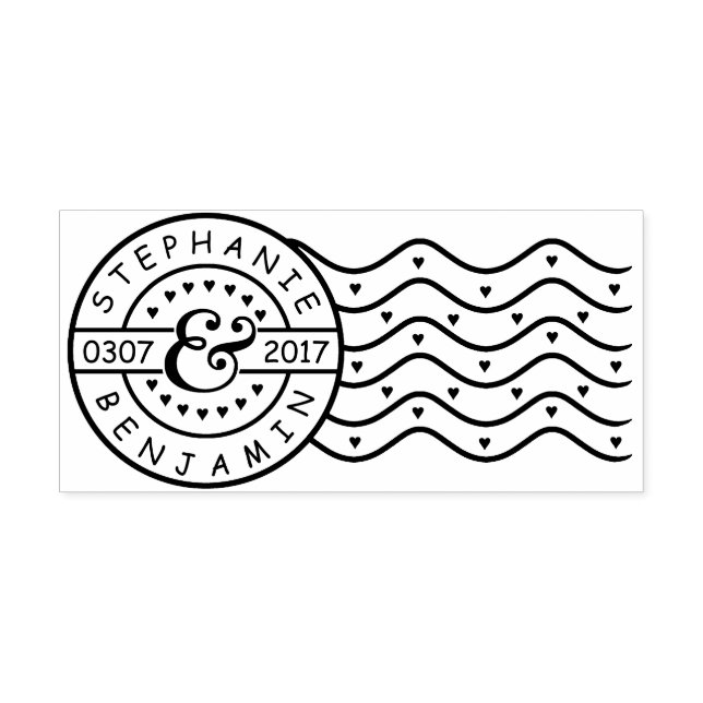 Wedding Personalised Names Save Date Mail Postmark Rubber Stamp (Imprint)