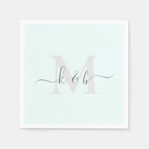 Wedding Personalised Script Icy Blue Cocktail  Napkin