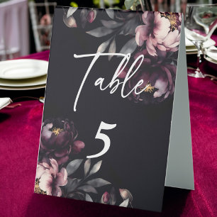 Wedding personalised tableware dark moody peonies