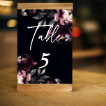 Wedding personalised tableware dark moody peonies table number<br><div class="desc">Wedding dark moody burgundy peonies table number cards personalised wedding reception decor</div>
