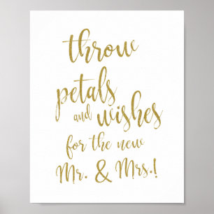 Wedding Petal Toss 8x10 Gold Glitter Sign