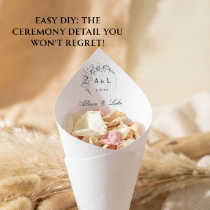 Wedding Petal Toss Cone Monogram Ceremony Send Off