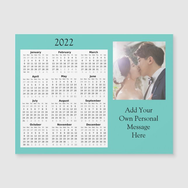 Wedding Photo 2022 Mini Calendar  Magnetic Invitat Magnetic Invitation (Front)