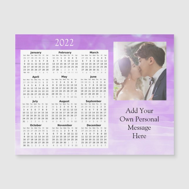 Wedding Photo 2022 Mini Calendar  Magnetic Invitat Magnetic Invitation (Front)