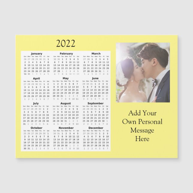 Wedding Photo 2022 Mini Calendar  Magnetic Invitation (Front)