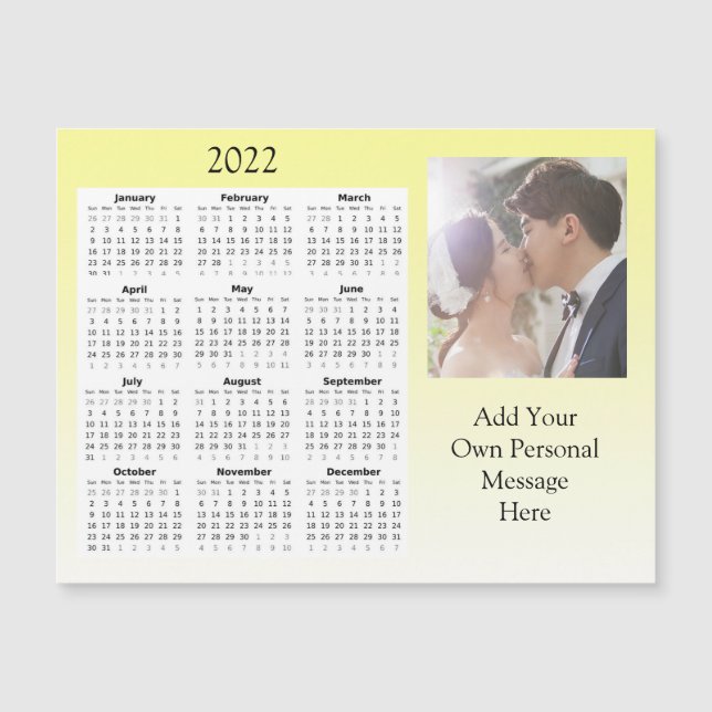 Wedding Photo 2022 Mini Calendar   Magnetic Invitation (Front)