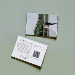 Wedding photo and memories QR code Thank You<br><div class="desc">Looking for a thoughtful way to thank your guests for sharing in your special day? Look no further than this beautiful wedding thank you card! Featuring a full cover photo on the back and a heartfelt message on the front along with your own QR Code to direct your guests to...</div>
