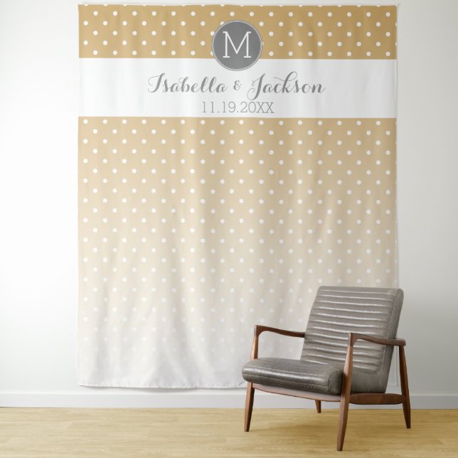 Wedding Photo Backdrop Bride Groom - gold ombre Tapestry (In Situ)