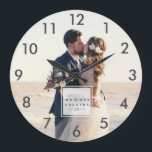 Wedding Photo Best Day Ever Newlywed Anniversary Large Clock<br><div class="desc">Beautiful wedding day photo clock personalized with the couple's name and wedding date and the message "Best day ever" - add your wedding photo for a beautiful wedding keepsake or anniversary gift. If you need help cropping your photo to fit properly - contact me through the button below. I'd love...</div>