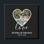 Wedding Photo Black Heart Frame Modern Calligraphy Magnet<br><div class="desc">The design has black heart frame on centre and white modern calligraphy texts which can be customised to your preference. Replace the picture in the centre with your own wedding photo. It will make a lovely custom made wedding favour gifts for your guests or for your own keepsake.</div>
