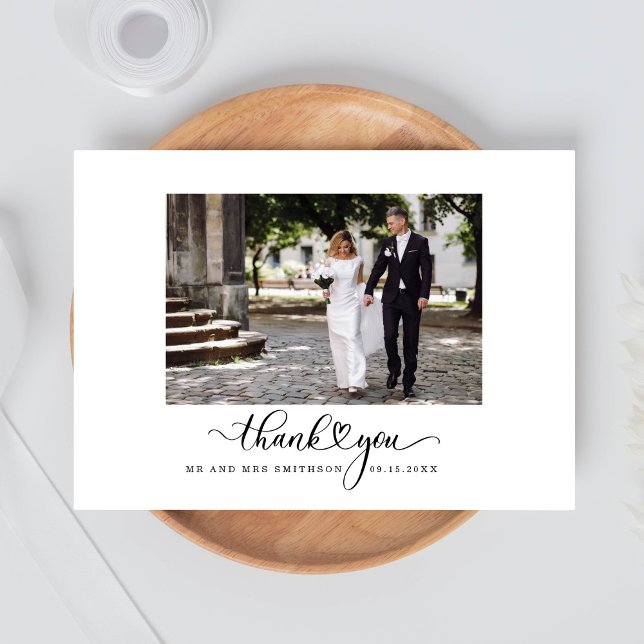 Wedding Photo Black White Thank You Card (Creator Uploaded)