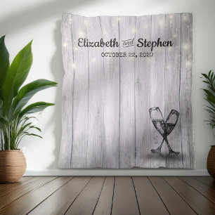 Wedding Photo Booth Backdrop Champagne Glass Wood Tapestry