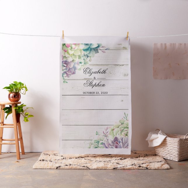 Wedding Photo Booth Backdrop Succulent Rustic Wood (In Situ)