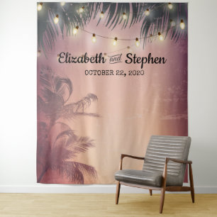 Wedding Photo Booth Backdrop Summer Palm Trees Tapestry