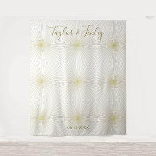 Wedding Photo Booth Backdrop White Gold Deco Light Tapestry