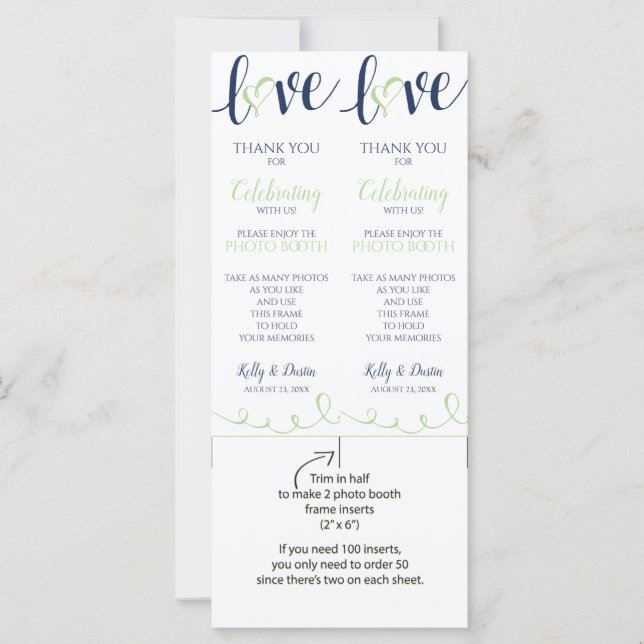 Wedding Photo Booth Frame Inserts | Navy & Green (Front)