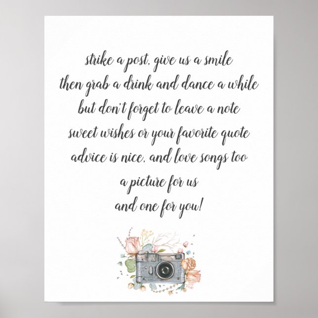 Wedding photo booth guest book poster (Front)