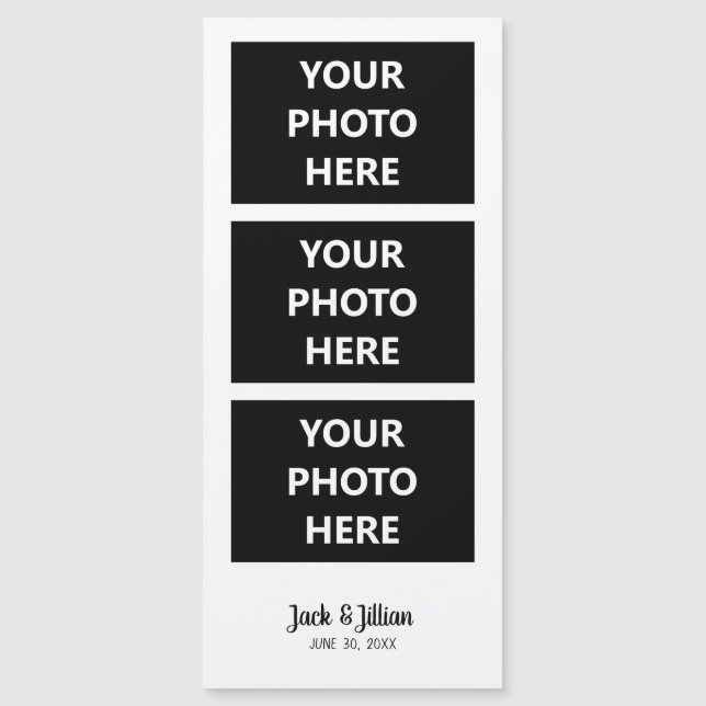 Wedding Photo Booth Photo Strip Custom Text Magnet (Front)