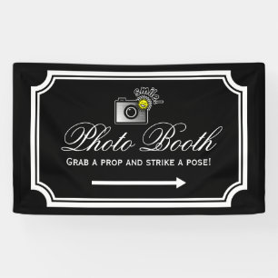 Wedding photo booth sign banner with directions