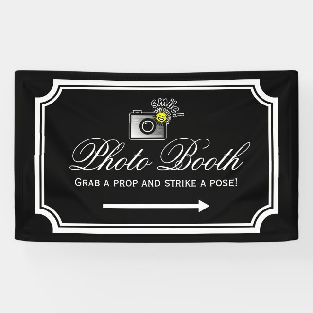 Wedding photo booth sign banner with directions (Horizontal)