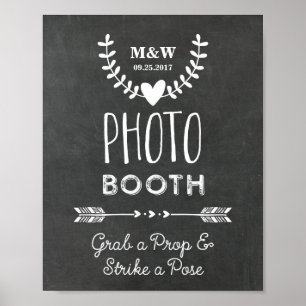Wedding Photo Booth Sign Chalkboard Hearts Arrows