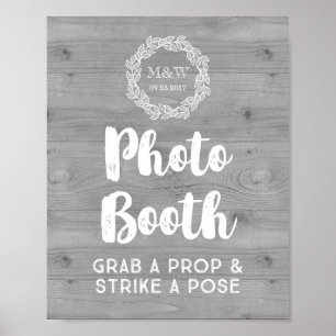 Wedding Photo Booth Sign Wood Pattern Wreath