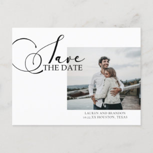 Wedding Photo Calligraphy Save the Date Announcement Postcard