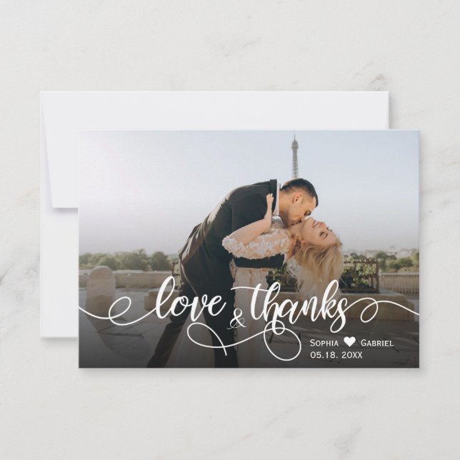 Wedding Photo Calligraphy Thank You Card (Front)