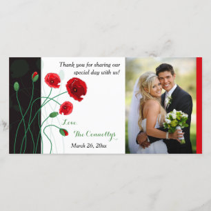 Wedding Photo Card   Red Poppies
