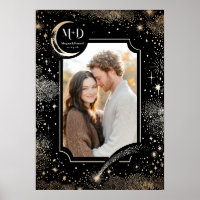 Wedding Photo Celestial Black Modern Stars Moon