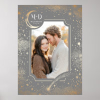 Wedding Photo Celestial Light Grey Stars Moon